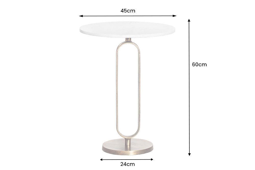 Beistelltisch Eleganz 60cm gold Marmor weiss