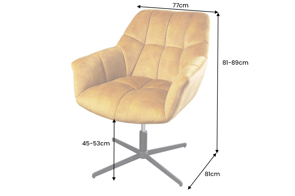 Sessel Monarch 80-90cm Samt senfgelb drehbar