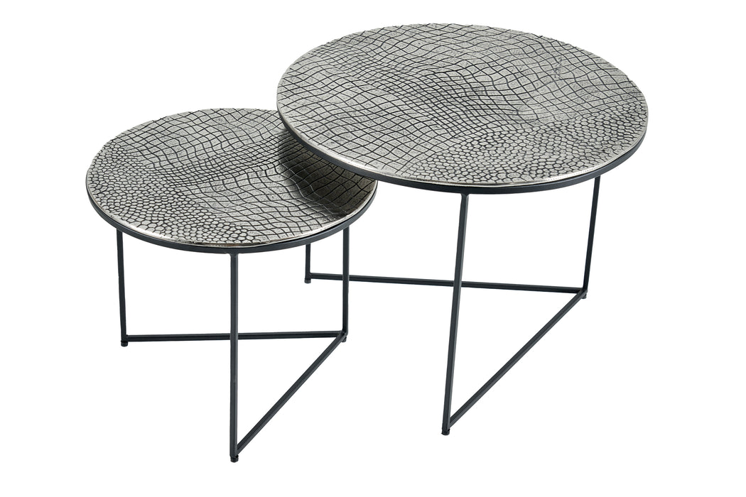 Couchtisch Jura Crocodile 2er Set 60cm silber
