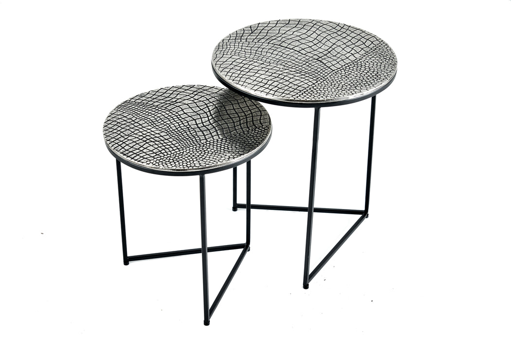 Couchtisch Jura Crocodile 2er Set 40cm silber