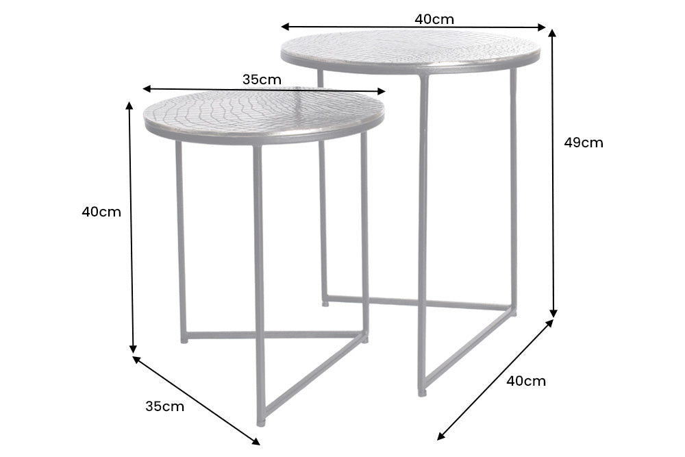 Couchtisch Jura Crocodile 2er Set 40cm silber