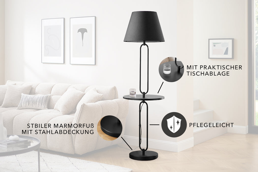 Stehleuchte Nightly 175cm Beistelltisch schwarz