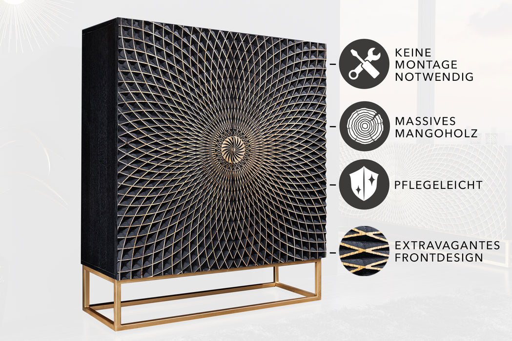 Highboard Spectre 120cm Mango schwarz