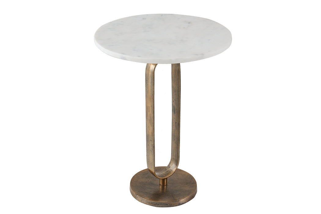 Beistelltisch Eleganz 60cm gold Marmor weiss