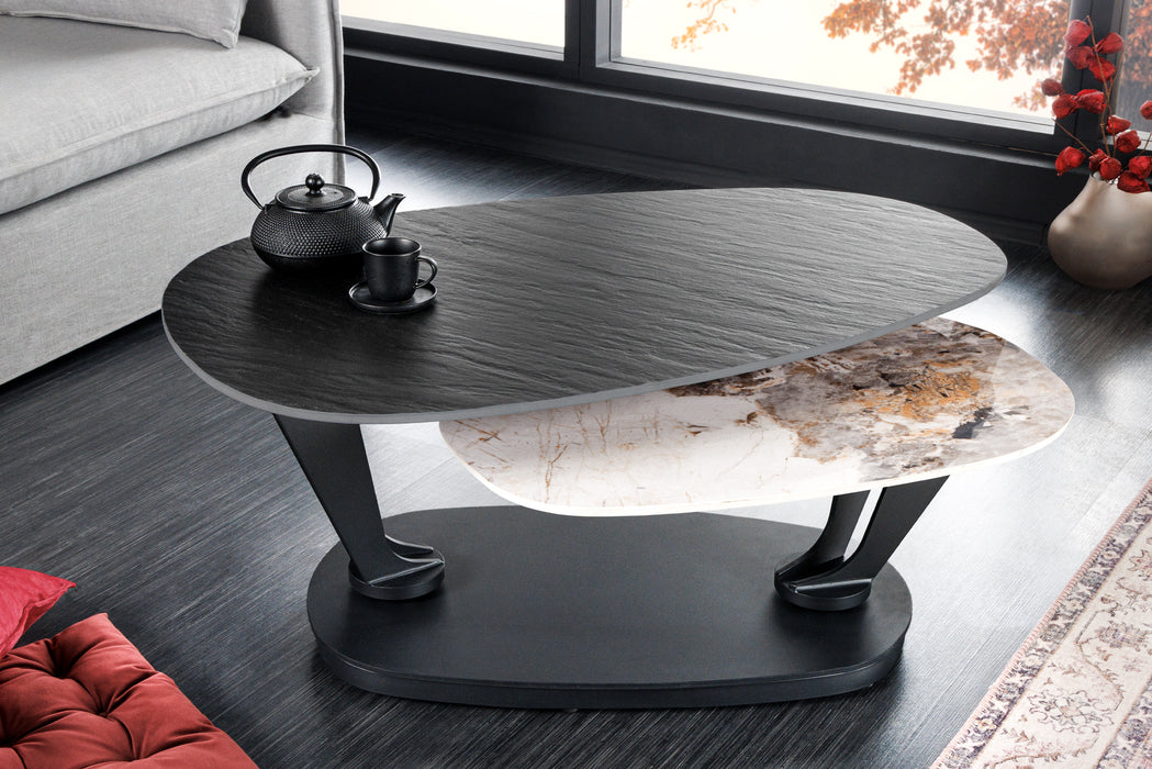 Couchtisch Flow 160cm Keramik natur drehbar