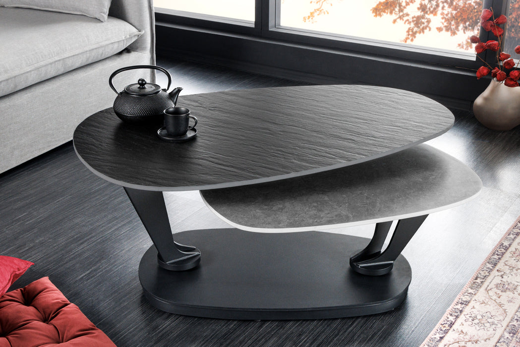 Couchtisch Flow 160cm Keramik grau drehbar