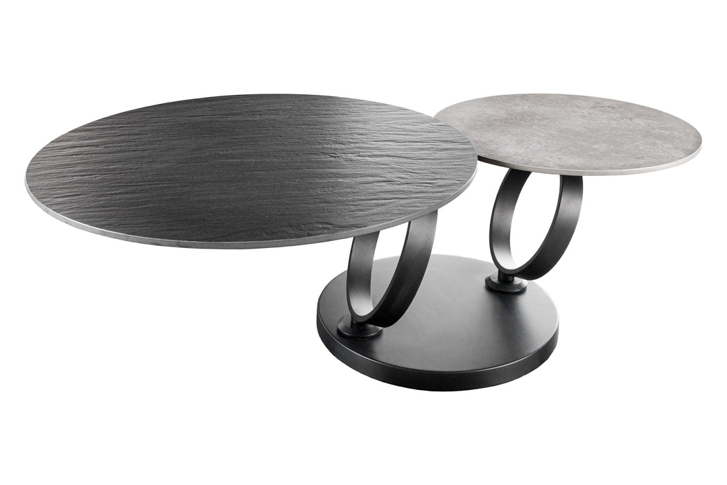 Couchtisch Spiral Circles Keramik grau drehbar