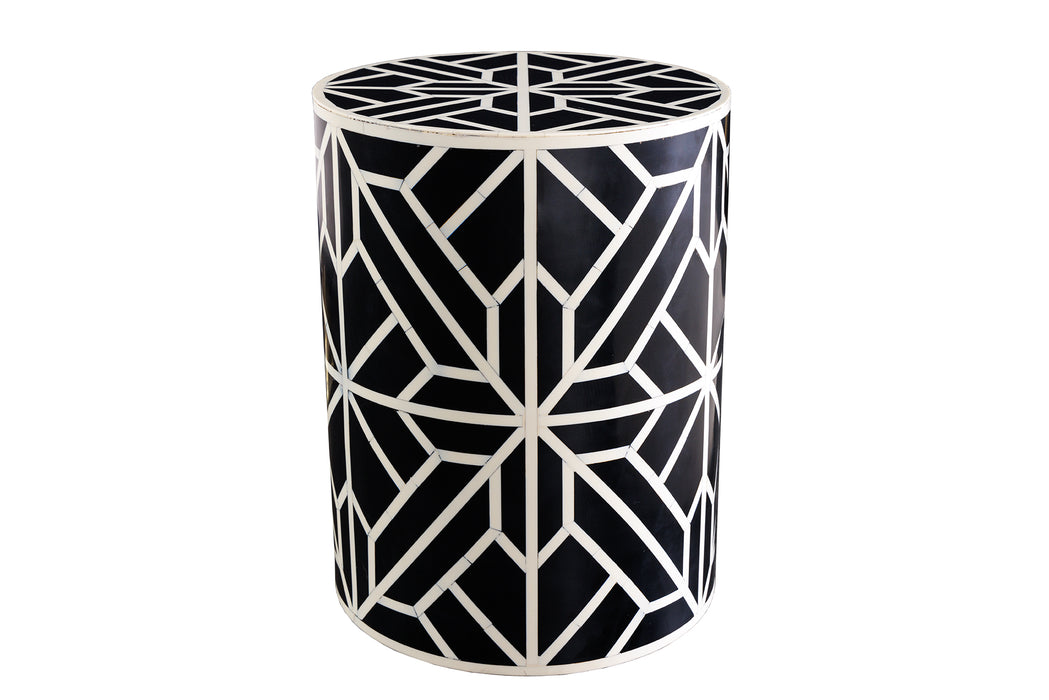 Beistelltisch Ivory Detail Inlay 45cm schwarz natur