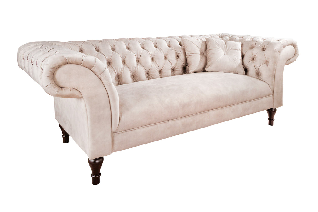 Sofa New York Chesterfield 225cm Samt champagner