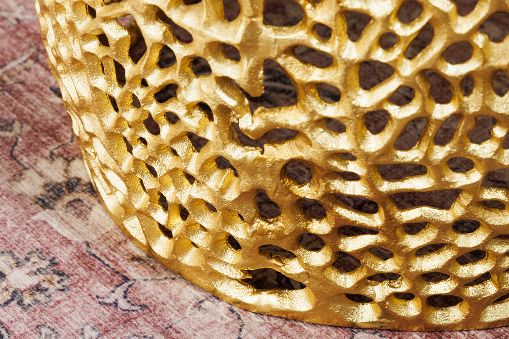 Couchtisch Petal 2er Set 40cm gold Akazie
