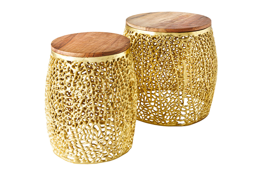 Couchtisch Petal 2er Set 40cm gold Akazie