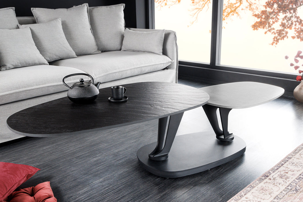 Couchtisch Flow 160cm Keramik grau drehbar