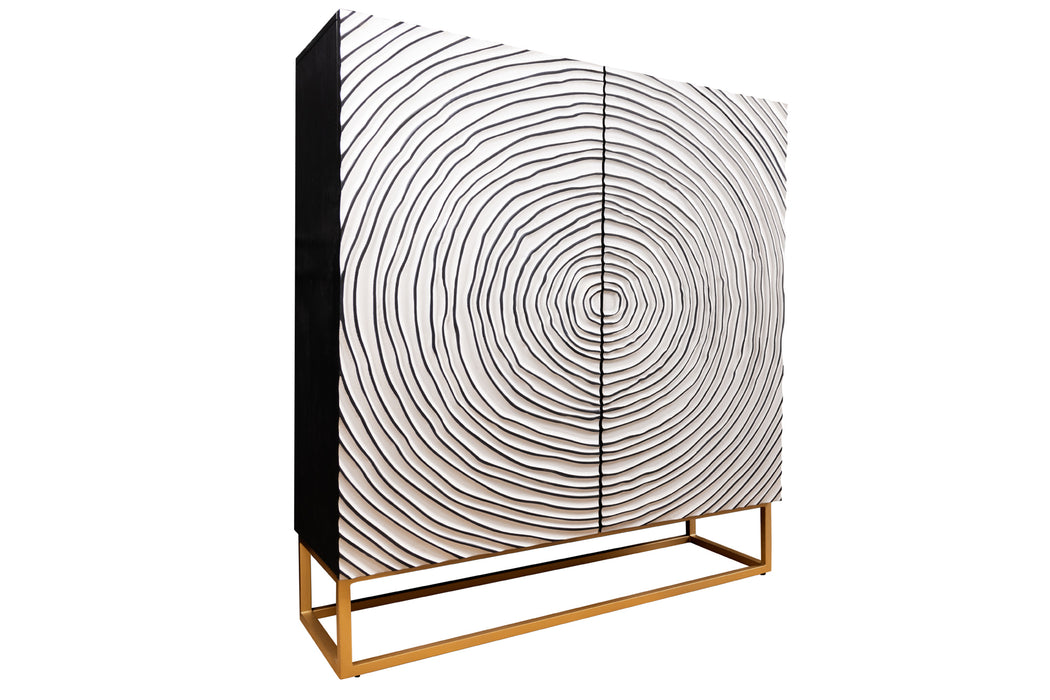 Highboard Kapillar 120cm schwarz weiß gold
