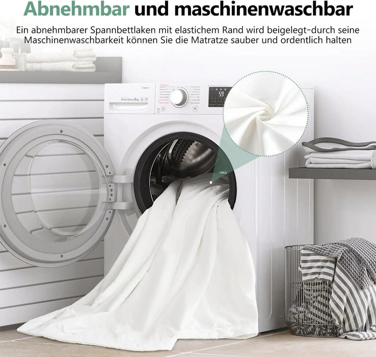 90x200 cm Matratze mit 7-Zonen-Taschenfederkern, 28 cm Hoehe, H3 Liegehaerte, inkl. Spannbettlaken, Premium-Qualitaet (7)