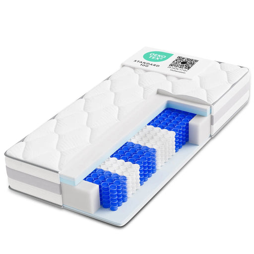 Taschenfederkernmatratze mit H3/H4 Haertegrad, 7 Zonen, Rollmatratze mit Komfortschaum und 10 Schichten