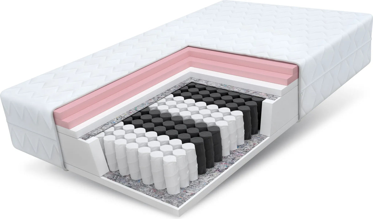 Matratze 180x200 cm, Hoehe 27 cm, 7 Zonen, Visco-Memory Taschenfederkern, H2 und H3 Haertegrad, Premium Bezug