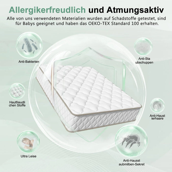90x200 cm Matratze mit 7-Zonen-Taschenfederkern, 28 cm Hoehe, H3 Liegehaerte, inkl. Spannbettlaken, Premium-Qualitaet (2)