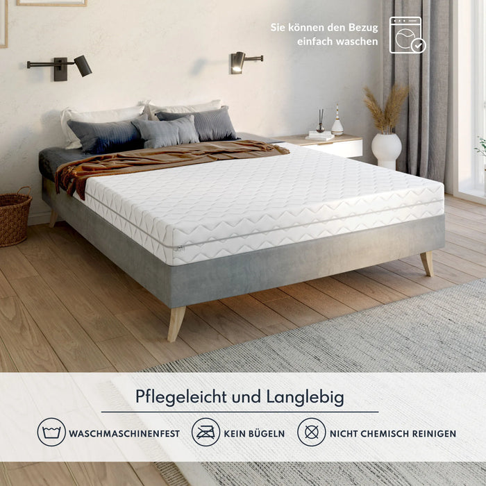 Orthopaedische 180x200 cm Matratze mit 7-Zonen Taschenfederkern, H2/H3 Haertegrad, ca. 23 cm hoch, atmungsaktiv, waschbarer Bezug, geeignet fuer Allergiker, MEDIC (5)