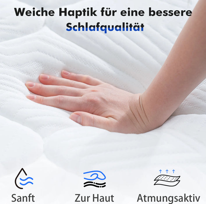 Taschenfederkernmatratze mit H3/H4 Haertegrad, 7 Zonen, Rollmatratze mit Komfortschaum und 10 Schichten (4)