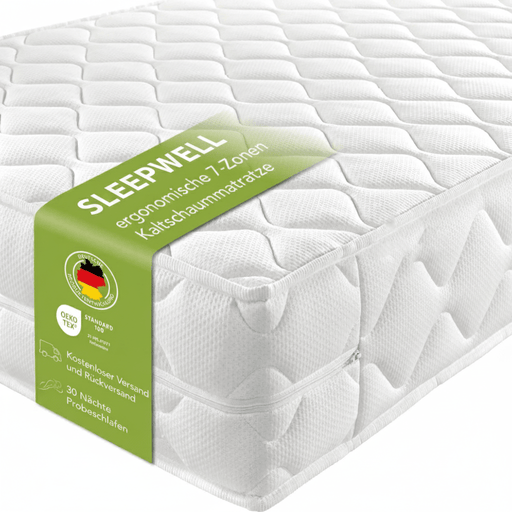Ergonomische 7-Zonen Kaltschaum-Matratze, 180 x 200 cm, 16 cm Hoehe, H2 und H3 Liegehaerte, Ergo Flex Duo, Wendematratze