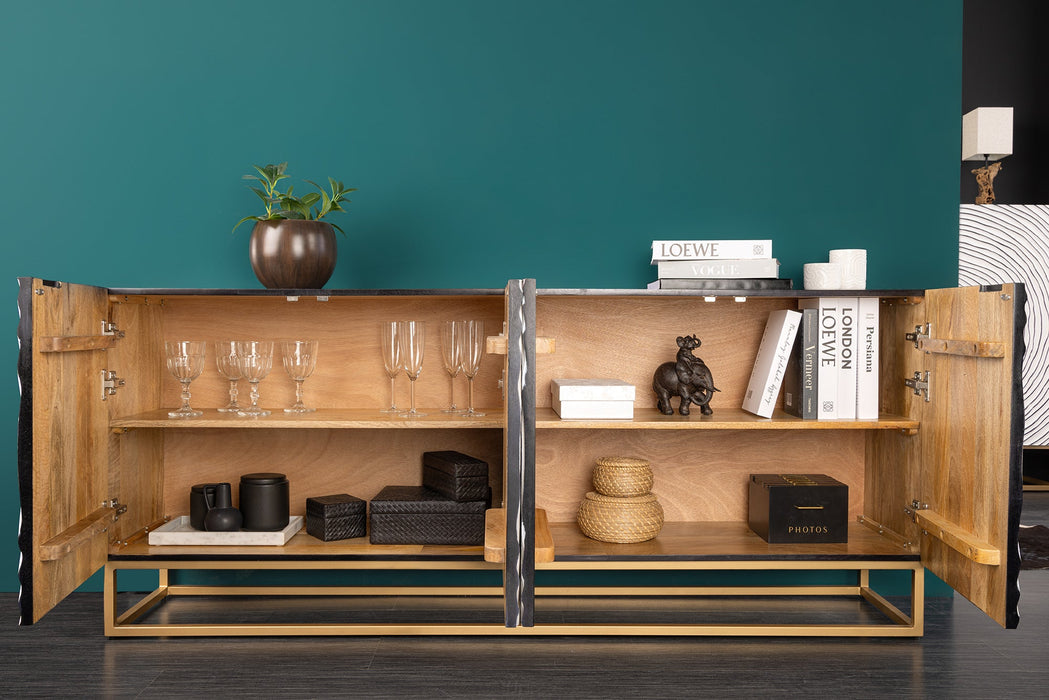 Sideboard Val Müstair 177cm schwarz weiß gold