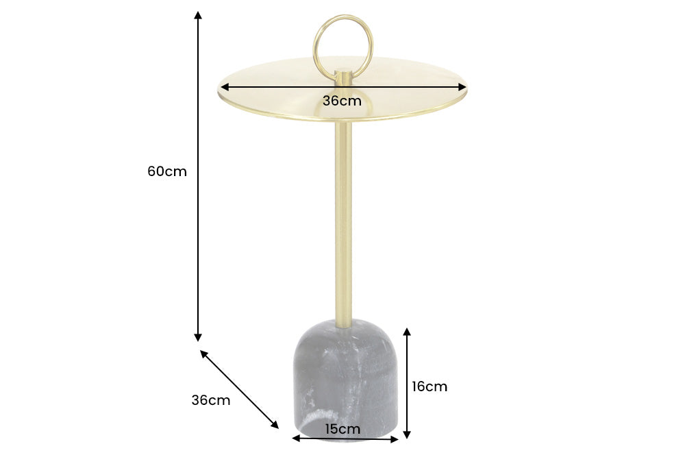 Side table Eleganz 60cm Tablett gold schwarz Marmor