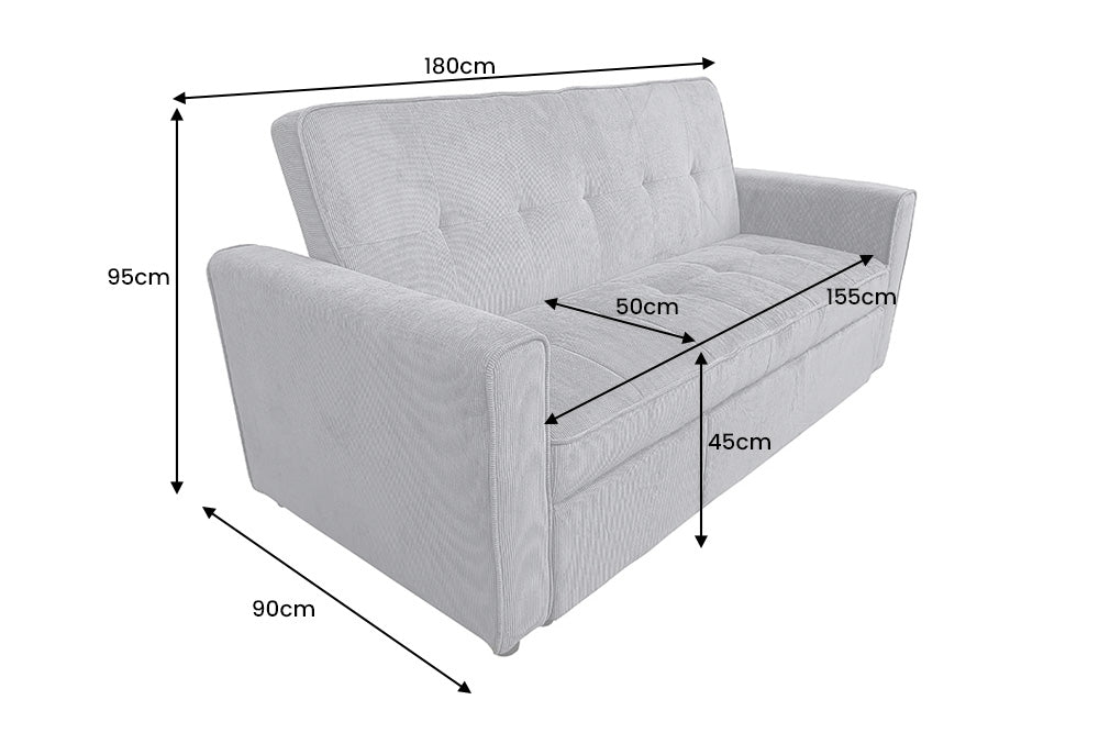 Schlafsofa Venedig 180cm 2-Sitzer Cord grau - Bild 7