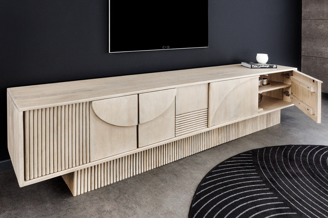 TV Board Artista 200cm 3D Mango Holz weiß gekalkt - Bild 5