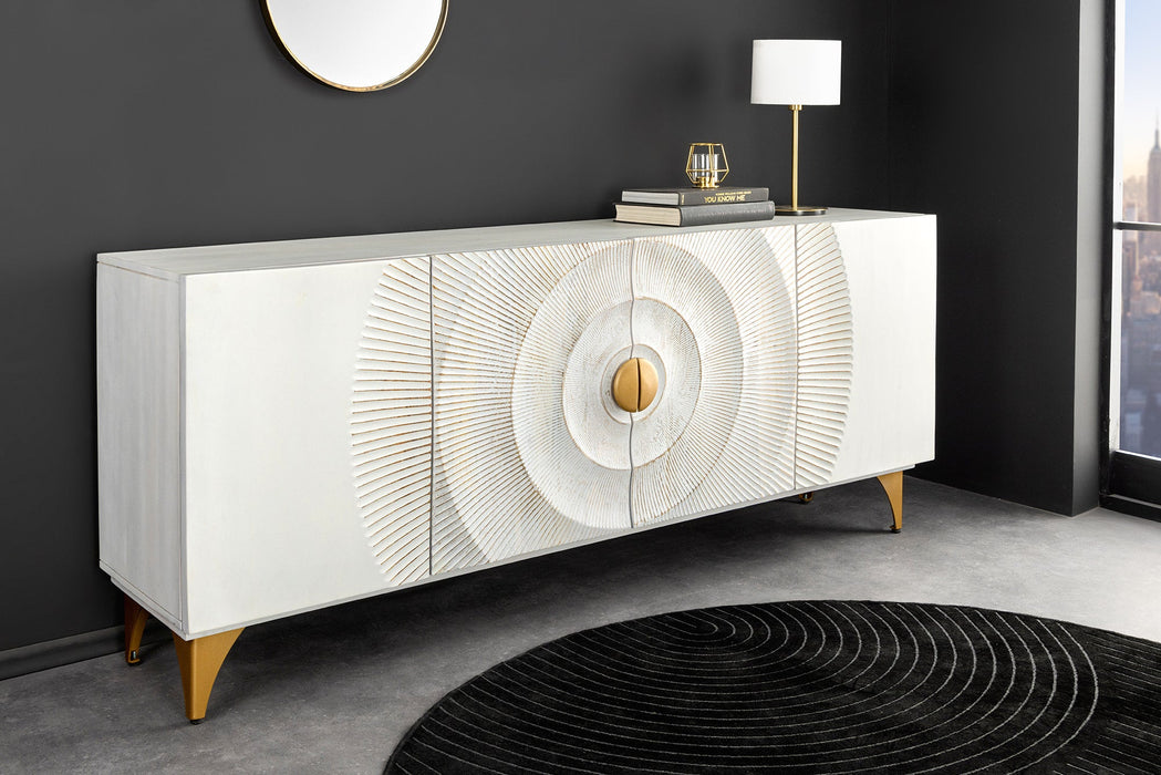 Sideboard Rigi 180cm 3D Mangoholz weiß