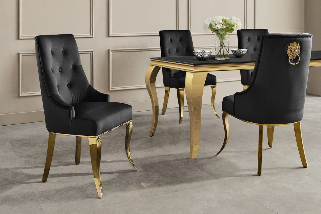 Stuhl Contemporary BAROCK mit Löwenkopf Griff Edelstahl Beine Gold Samt schwarz - Bild 2