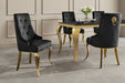Stuhl Contemporary BAROCK mit Löwenkopf Griff Edelstahl Beine Gold Samt schwarz - Bild 2