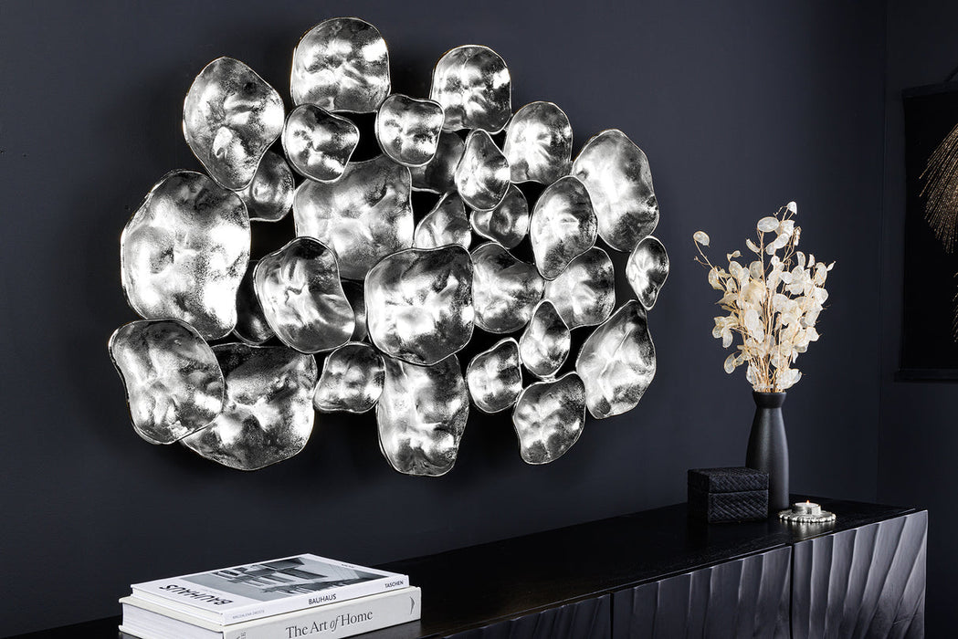 Wanddeko Variant 100cm silber handgefertigt