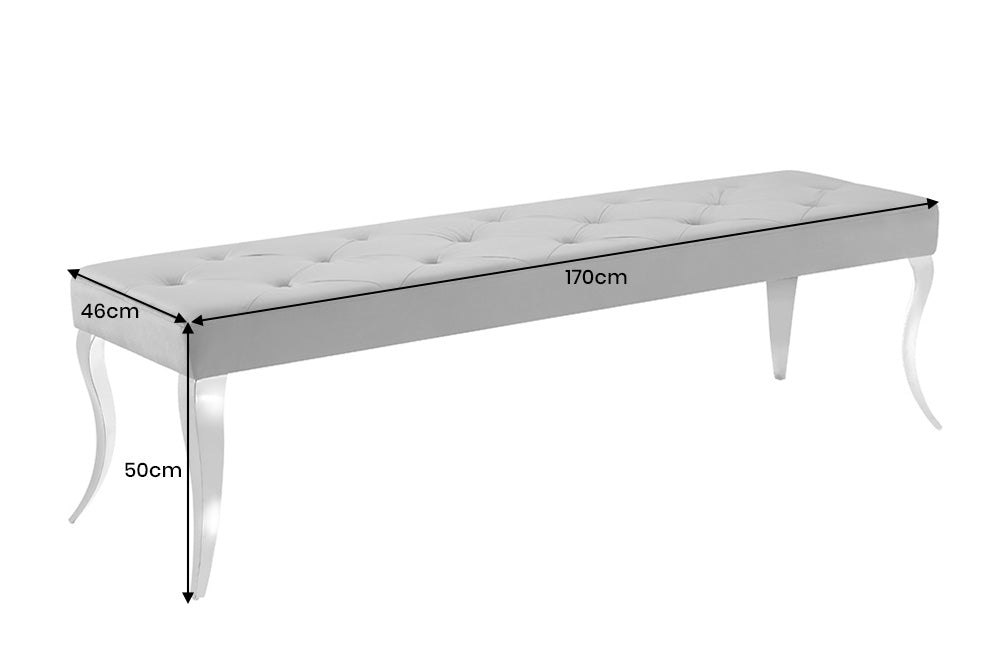 Sitzbank Contemporary BAROCK 170cm Edelstahl Beine Silber Samt Grau - Bild 6