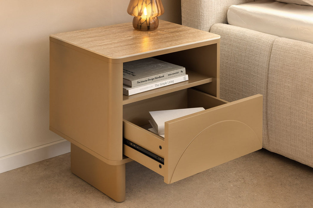Nachttisch Abstry 50cm 3D natur mit Travertinmarmor Keramikplatte - Bild 4