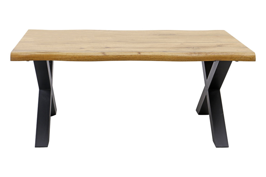 Couchtisch Untamed 90cm Tischplatte 30mm X-Beine Wildeiche Optik natur