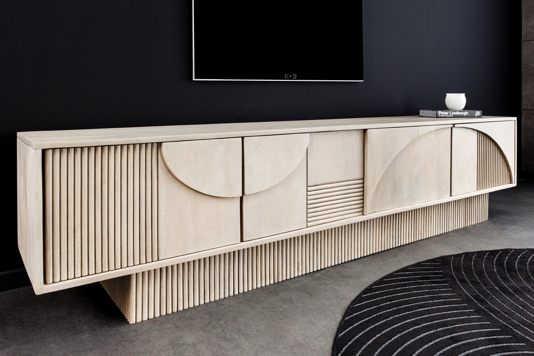 TV Board Artista 200cm 3D Mango Holz weiß gekalkt - Bild 2