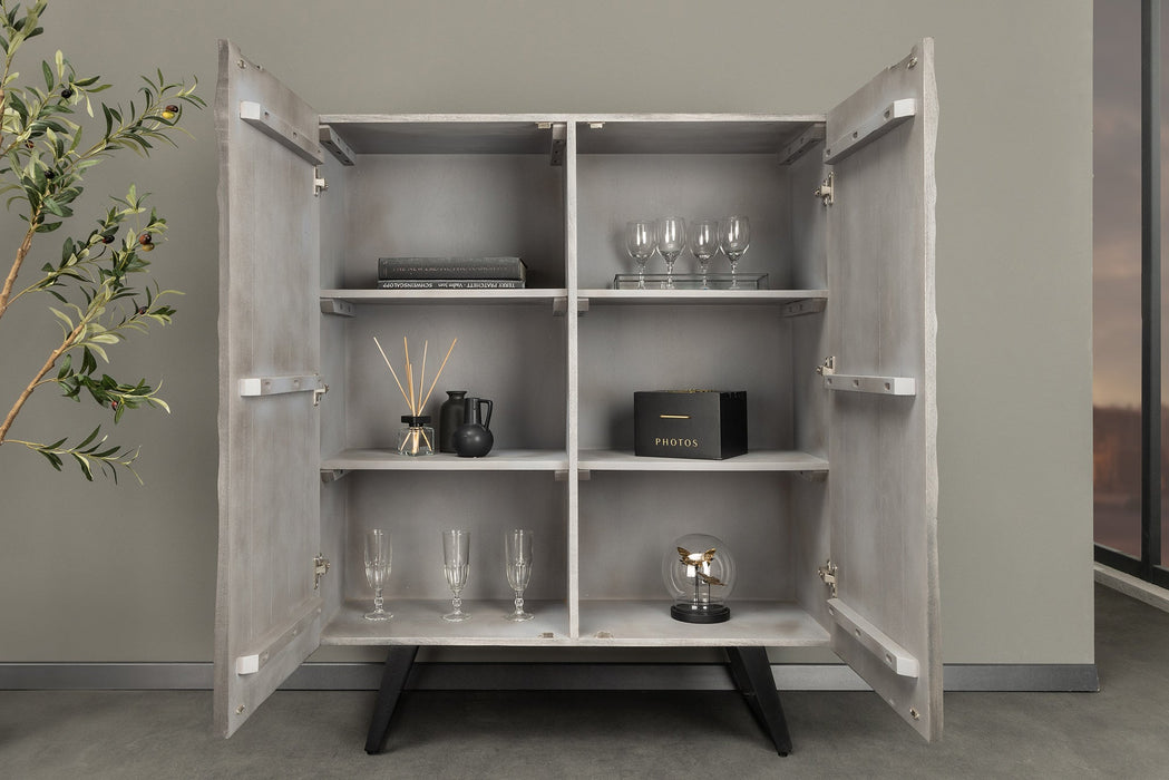 Highboard Tropical 120cm grau Akazienholz 3D-Design