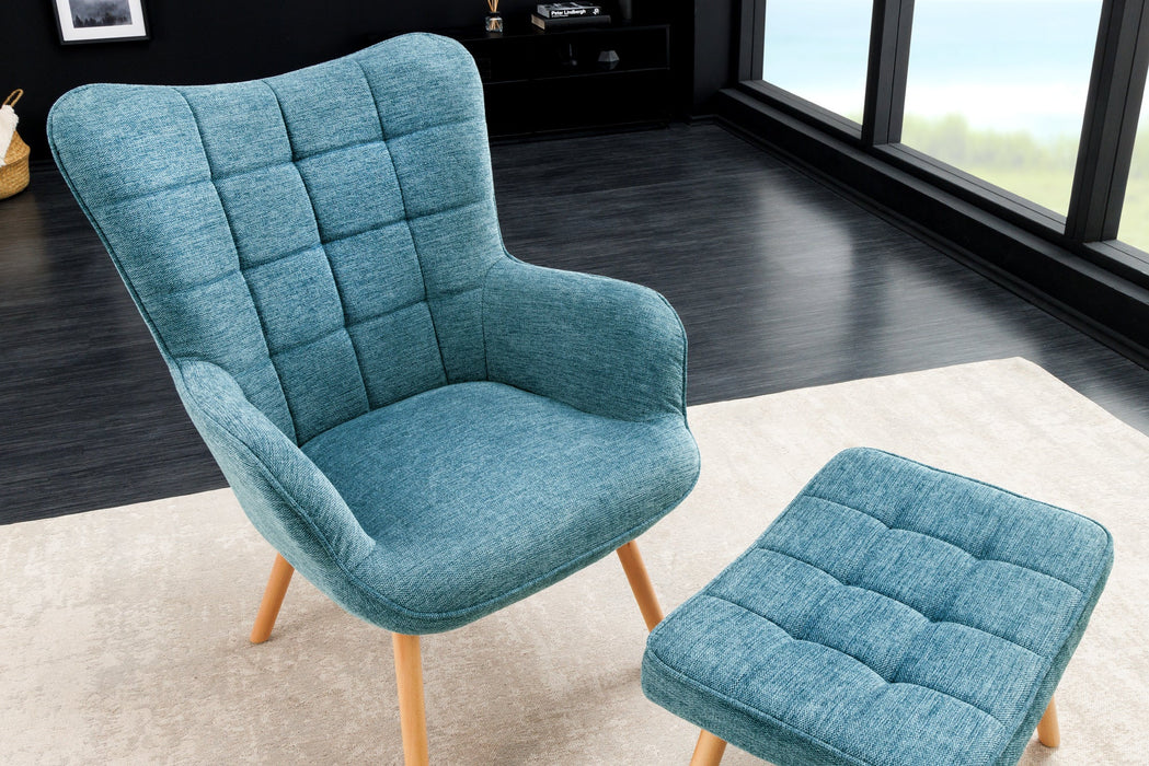 Sessel Nordica mit Armlehnen Strukturstoff blau