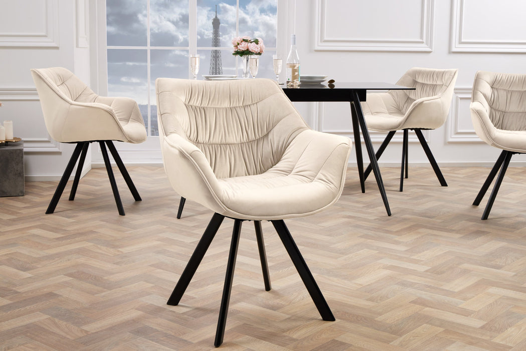Drehstuhl THE Nordic Ease drehbar 180° champagnerbeige schwarz Beine - Bild 4