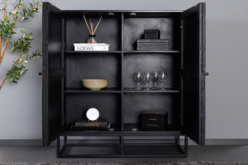 Highboard Barcelona 120cm Mangoholz und braunes Teakholz