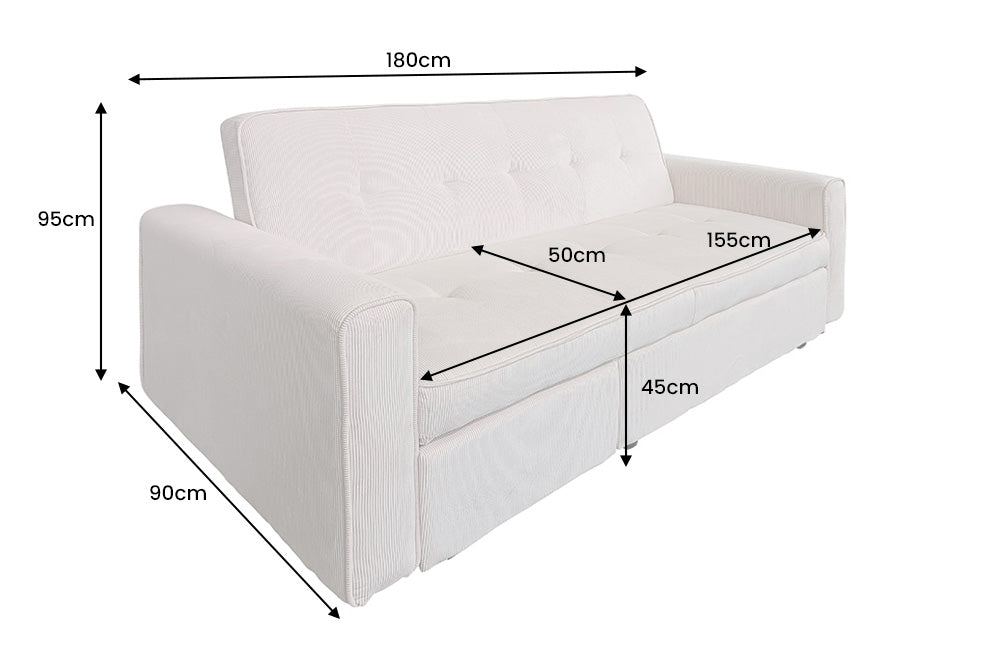 Schlafsofa Venedig 180cm 2-Sitzer Cord beige - Bild 8