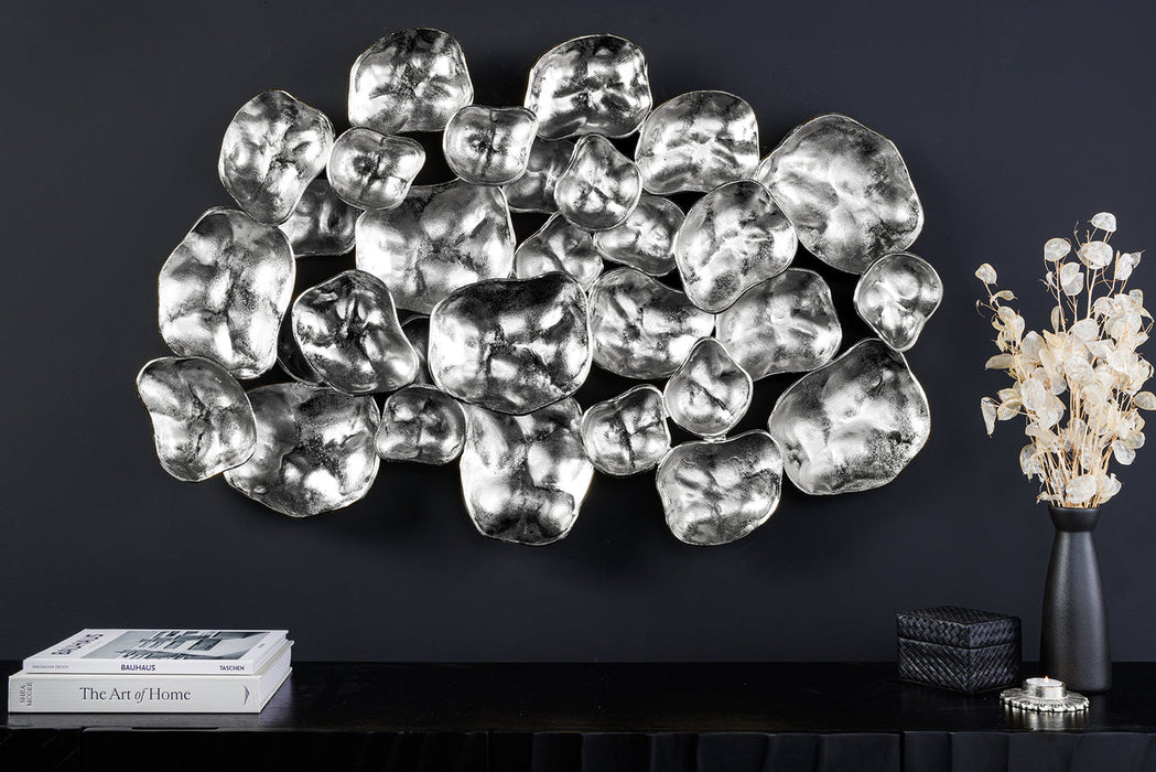 Wanddeko Variant 100cm silber handgefertigt