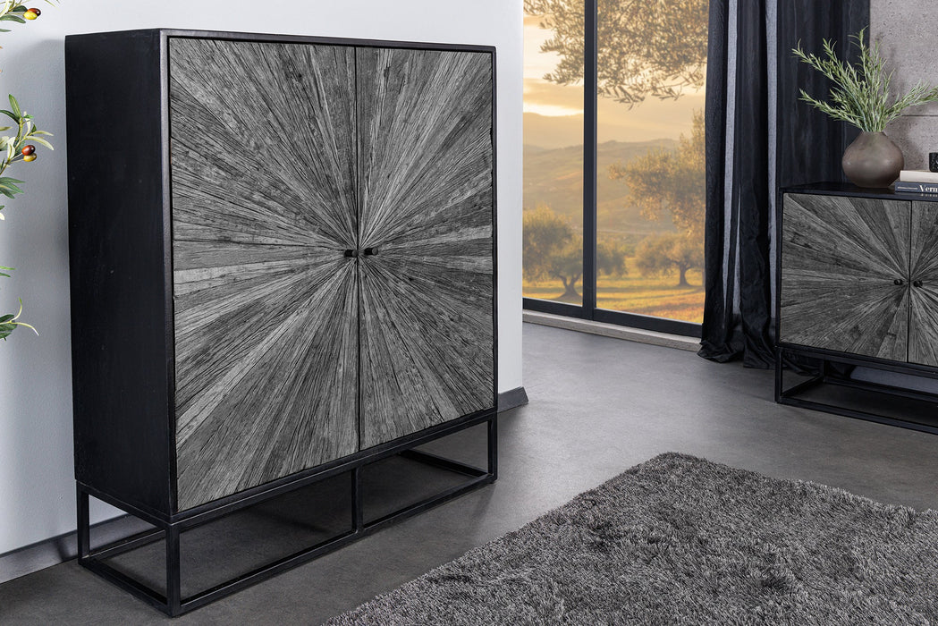 Highboard Barcelona 120cm Mangoholz und graues Teakholz