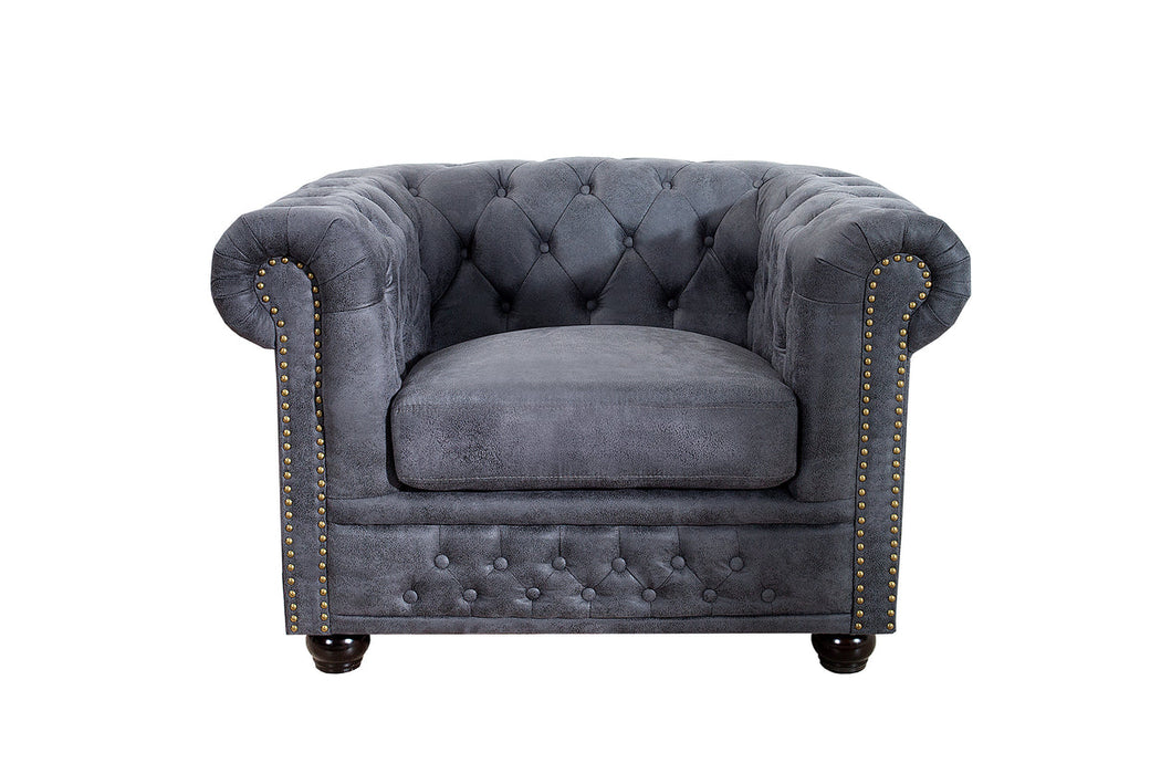 Sessel Chesterfield grau Antik Look