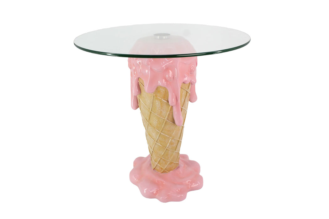 Couchtisch Eis Creme 50cm mit gehärtetem Glas rosa beige