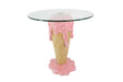 Couchtisch Eis Creme 50cm mit gehärtetem Glas rosa beige