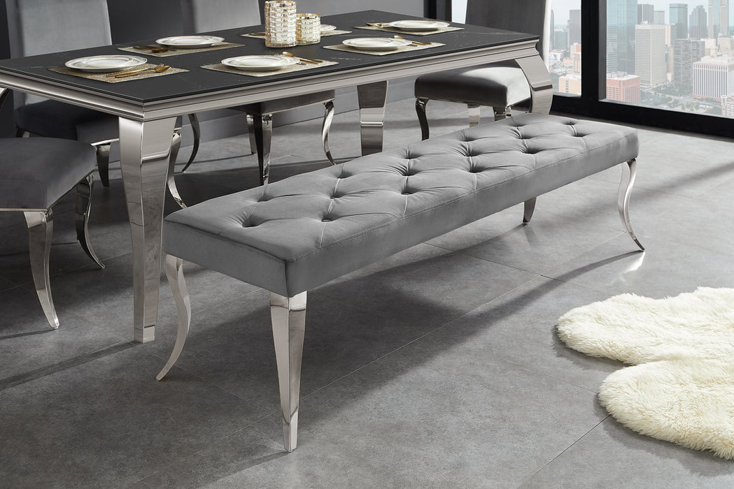 Sitzbank Contemporary BAROCK 170cm Edelstahl Beine Silber Samt Grau - Bild 3