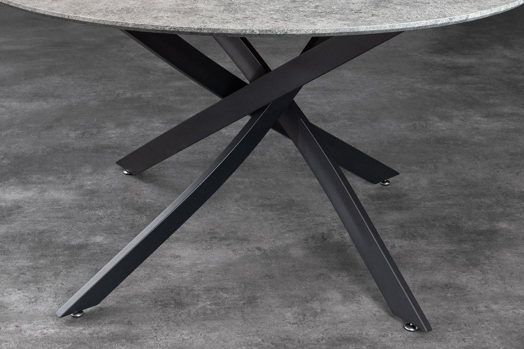 Esstisch Heliux 120cm rund grau Rockoptik mit schwarzem Metallgestell - Bild 7
