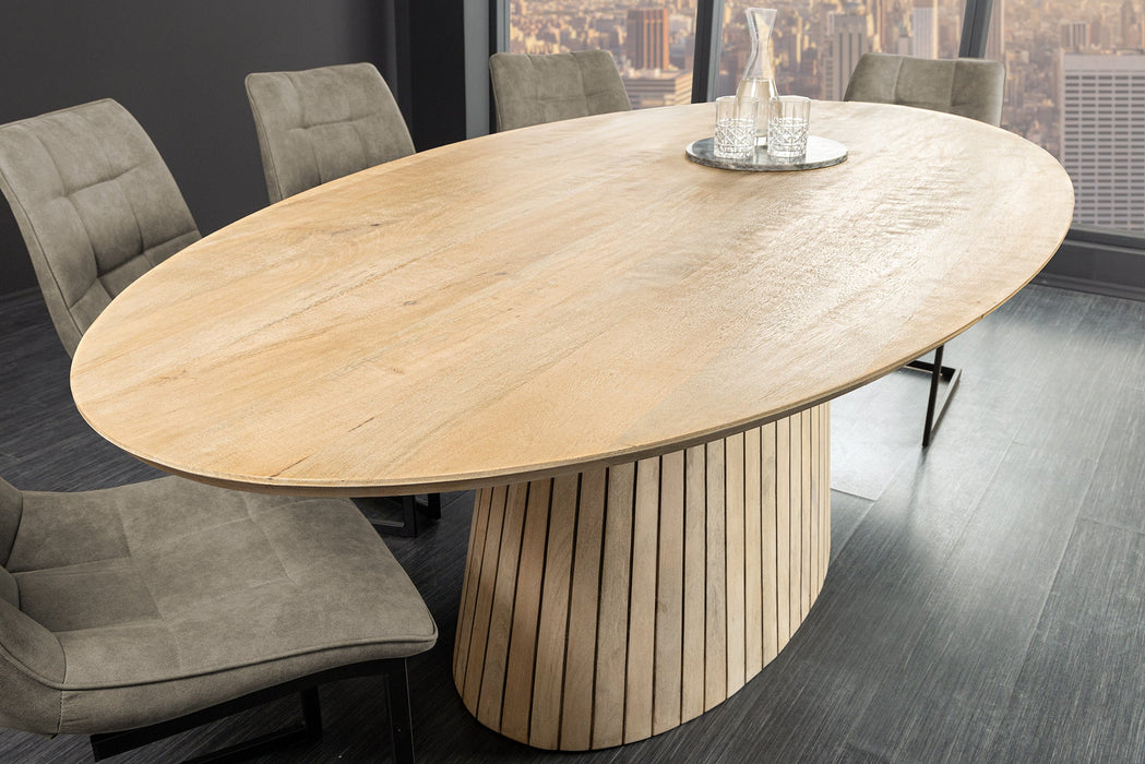 Esstisch ART DECO 220cm oval Tischplatte 26mm Mangoholz