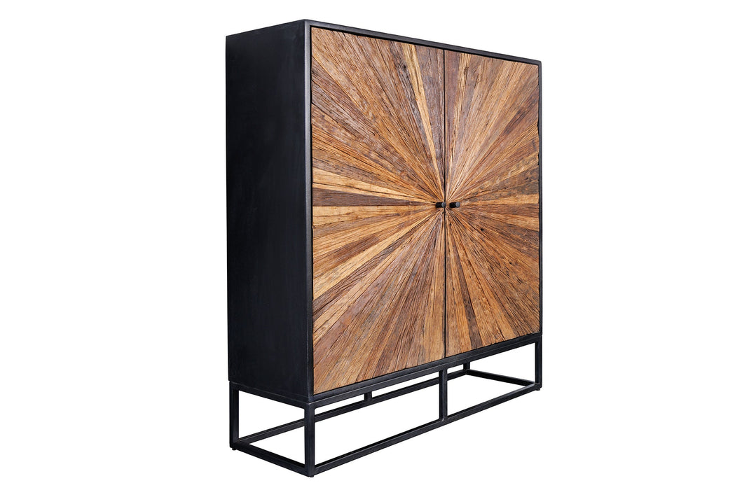 Highboard Barcelona 120cm Mangoholz und braunes Teakholz